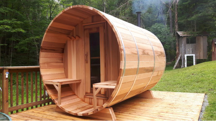 Alabama Minimaal Afrikaanse Barrel Sauna Red Cedar 183 cm ø 183 cm - Sauna4you.nl