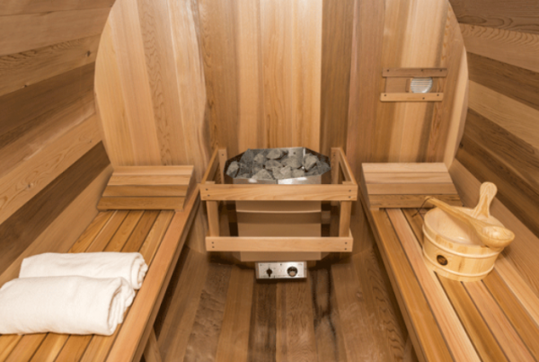 Barrel Sauna Red Cedar 305 cm ø213 cm - Afbeelding 2